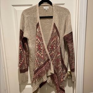 Lucky Brand Aztec Fringe open-front cardigan
